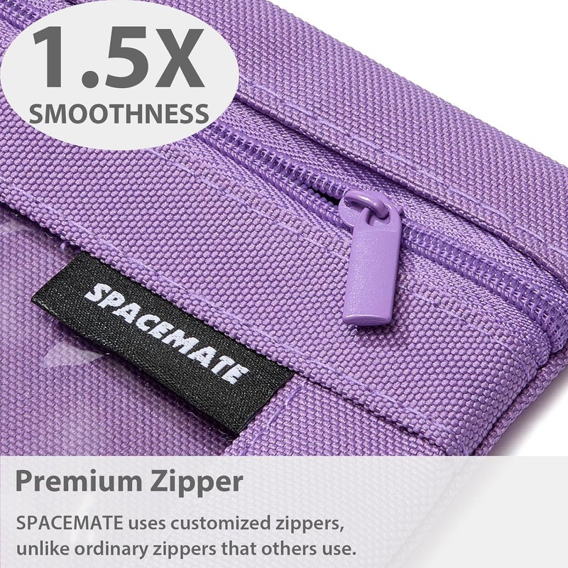 SPACEMATE Binder Pencil Pouch Case Box Bag for 3 Ring Binder School Supplies Girls Boys Kids, Clear Preppy Stuff Large Aesthetic Pen Organizer, Back to College Stationary, 1 Pack, Purple - Image 4